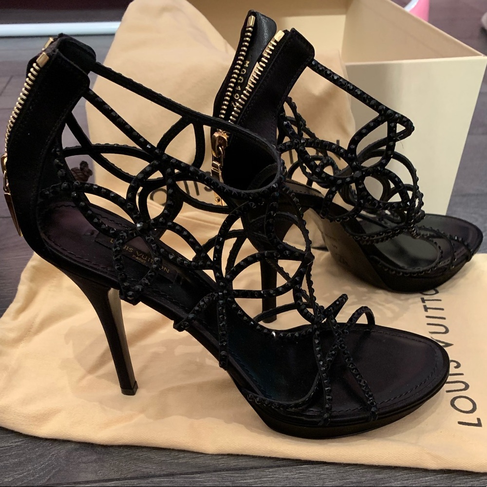 🆕🔥LOUIS VUITTON SandalsCrystalsSatin-Authentic - Picture 4 of 8